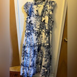Gibson Latimer Navy and Cream Maxi Dress